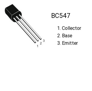 Bc547c transistor  npn 45v, 100ma, 500ma  to92