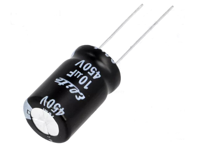 10µf|450v|105º|12x20 condensador electrolítico radial (elite)