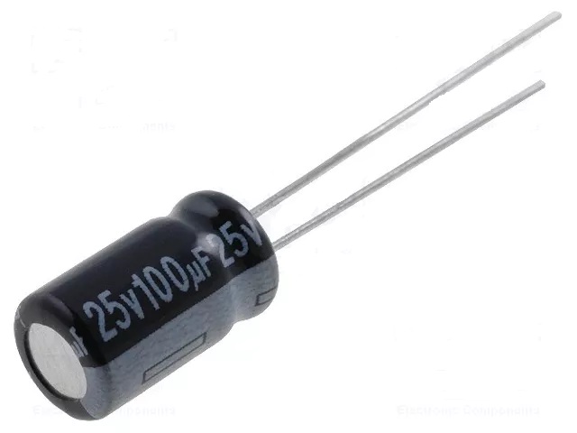 100µf|25v|105º|6.3x11 condensador electrolítico radial