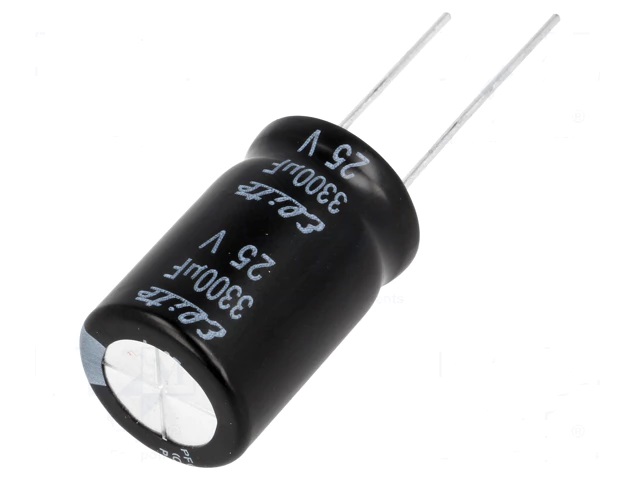 3300µf|25v|105º|13x25 condensador electrolítico radial 