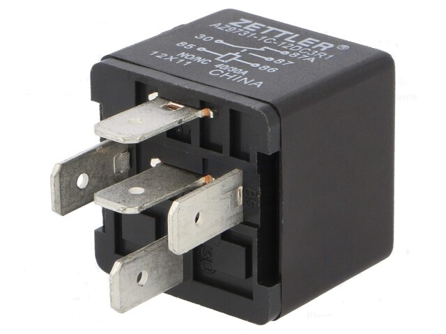 Rele automocion electromagnetico spdt inductor en "u" 12vdc, 40amp.