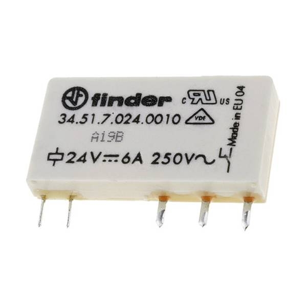 34.51.7.024.0010 mini-relé para circuito impreso dc 24v|6a|1cc|ø:5mm (finder)