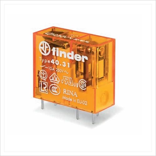 40.31.8.024.0000 mini-relé para circuito impreso ac 24v|10a|1cc|ø:3.5mm (finder)
