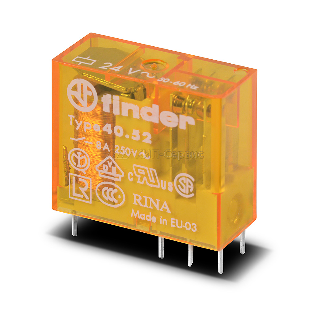 40.52.8.024.0000 mini-relé para circuito impreso ac 24v|8a|2cc|ø:5mm (finder)