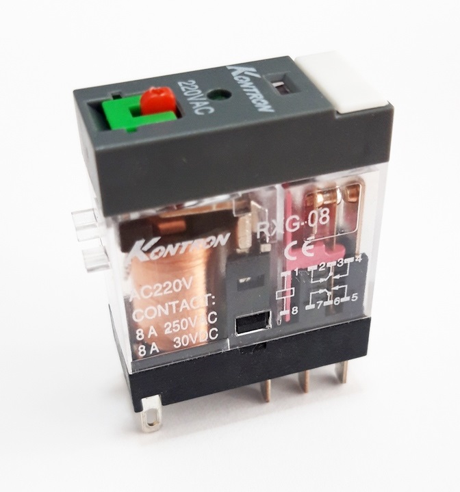 Rxg-08/46.52.8.230 mini-rele industrial ac230v/8a/2cc ind. mecanico + led 