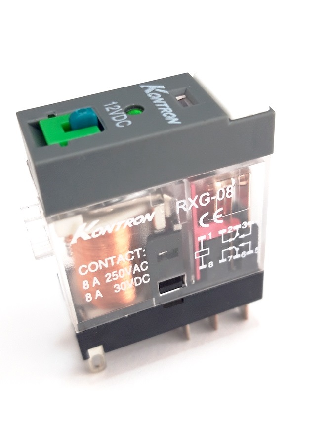 Rxg-08/46.52.9.012 mini-rele industrial dc12v/8a/2cc, ind. mecanico+led 