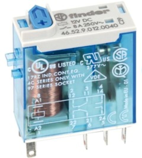 46.52.9.012.0040 mimi-rele industrial dc12v/8a/2cc (finder) 