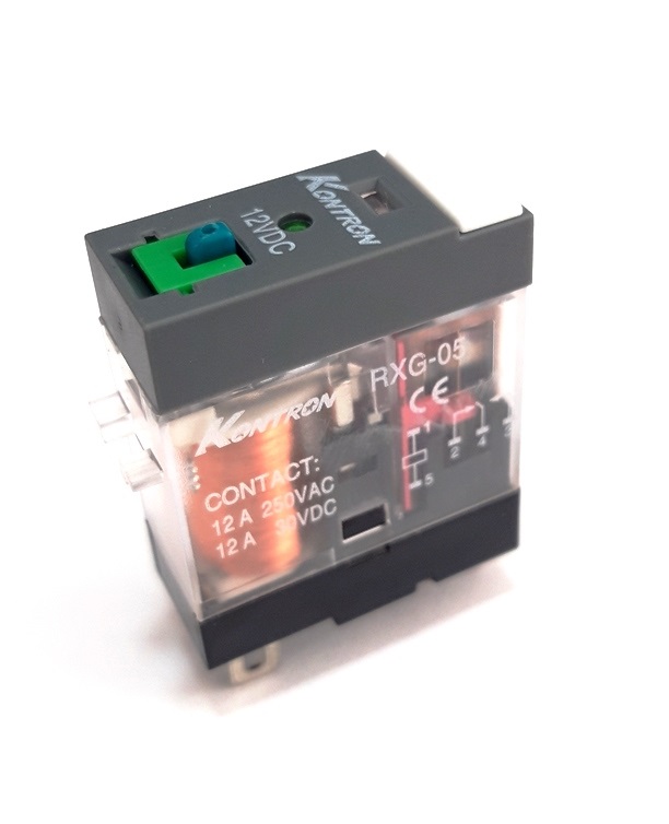 Rxg-05/46.61.9.012 mini-rele industrial dc12v/12a/1cc, ind. mecanico + led 