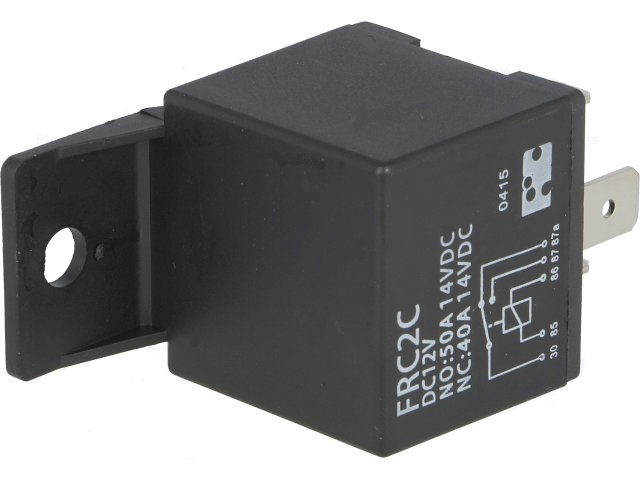 Rele automocion electromagnetico spdt inductor en "u" 12vdc, 50amp. 38g