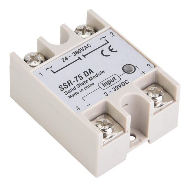 Ssr75da rele estado solido 3~32vdc 24~380vac, 75amp. 