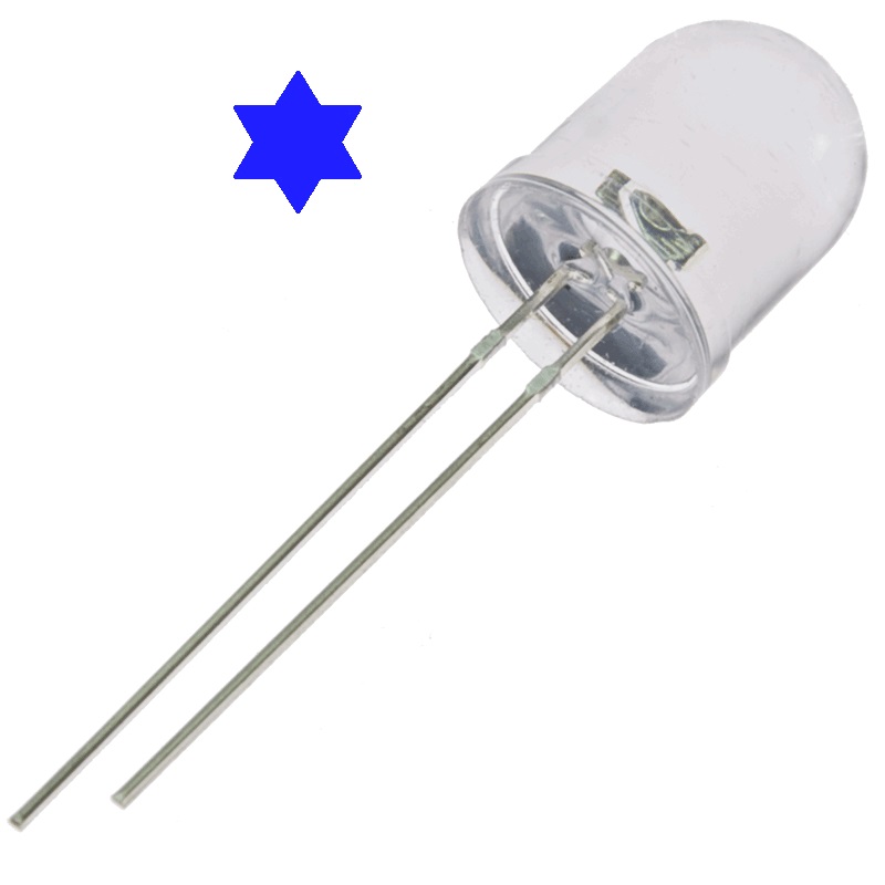 Diodo led 10mm,  azul,  super brillo, 5000-7000mcd 