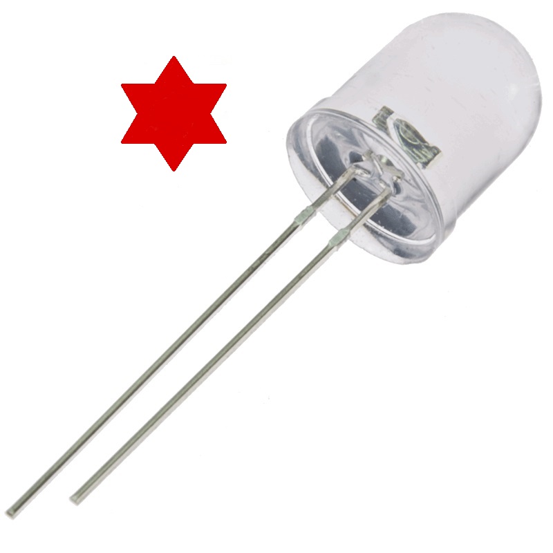 Diodo led 10mm rojo super brillo 5000~8000mcd 