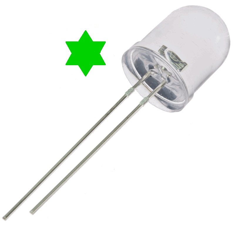 Diodo led 10mm verde super brillo 14000~23000mcd