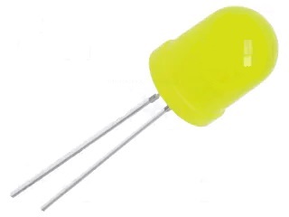 Diodo led 10mm, amarillo difuso, 2.0~2.2vdc 