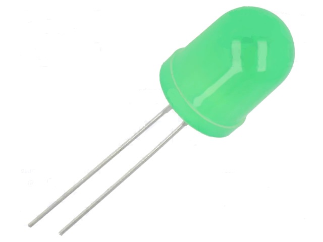Diodo led 10mm, verde difuso, 2.0~2.2vdc 