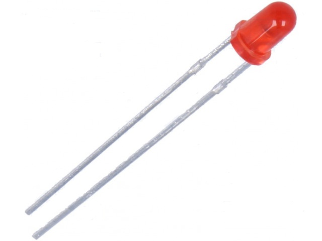 Diodo led 3mm difuso rojo 250mcd 2v