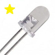 Diodo led 5mm amarillo transparente super brillo 2.0-2.2v 5000-6000mcd