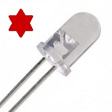 Diodo led 5mm rojo transparente  super brillo 1.8-2.20v 6300-8200mcd
