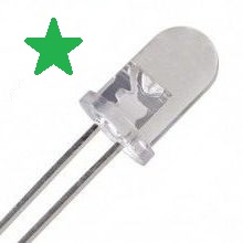 Diodo led 5mm verde transparente alto brillo 2.8....3.6vdc   22000-27000mcd