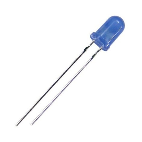 Diodo led 5mm azul difuso vcc: 3.0-3.2v, 1200mcd, patilla corta 