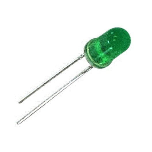 Diodo led 5mm verde difuso, 510lm, 3.0~3.2vdc, patilla corta 