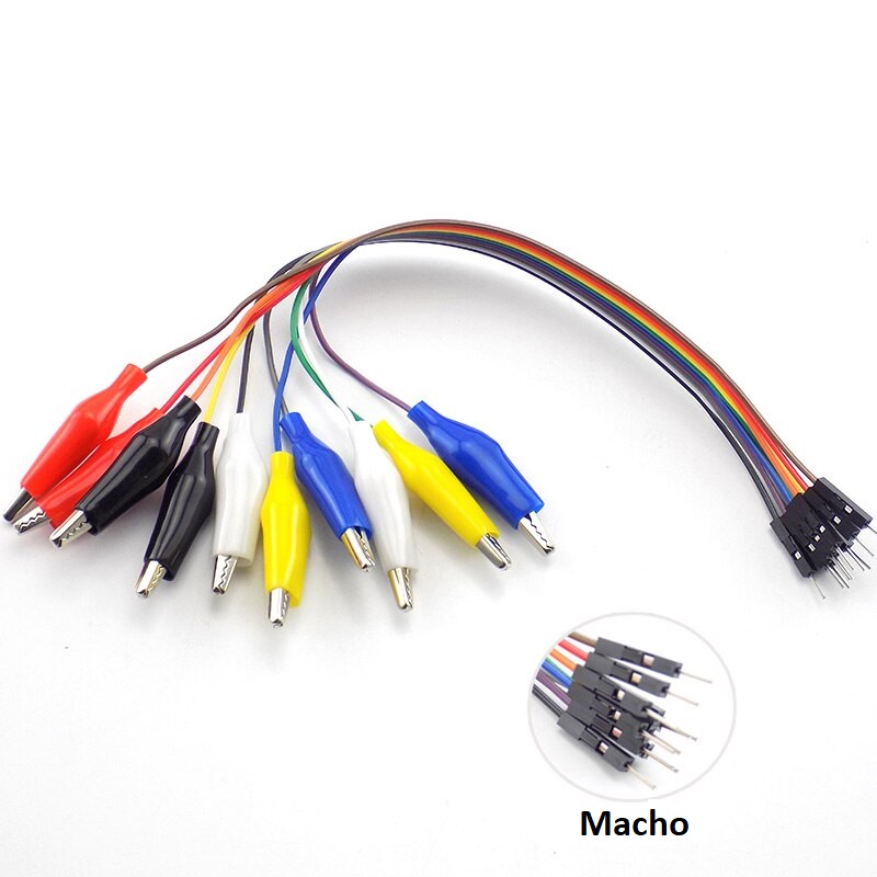Dupont linea de cables 10 vias macho a cocodrilo 20cm
