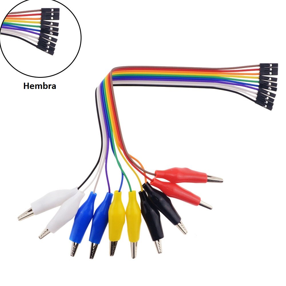 Dupont linea de cables 10 vias hembra a cocodrilo 20cm