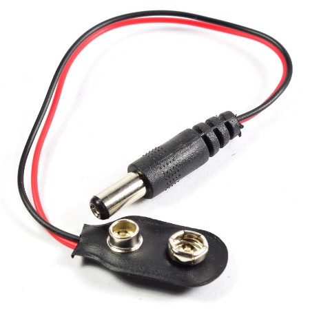 Cable alimentacion con conector de  9v a jack 5.5x2.1mm