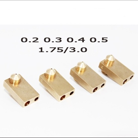 Boquilla ultimaker 2 um2 cobre + bloque 0.5mm para filamento 3mm
