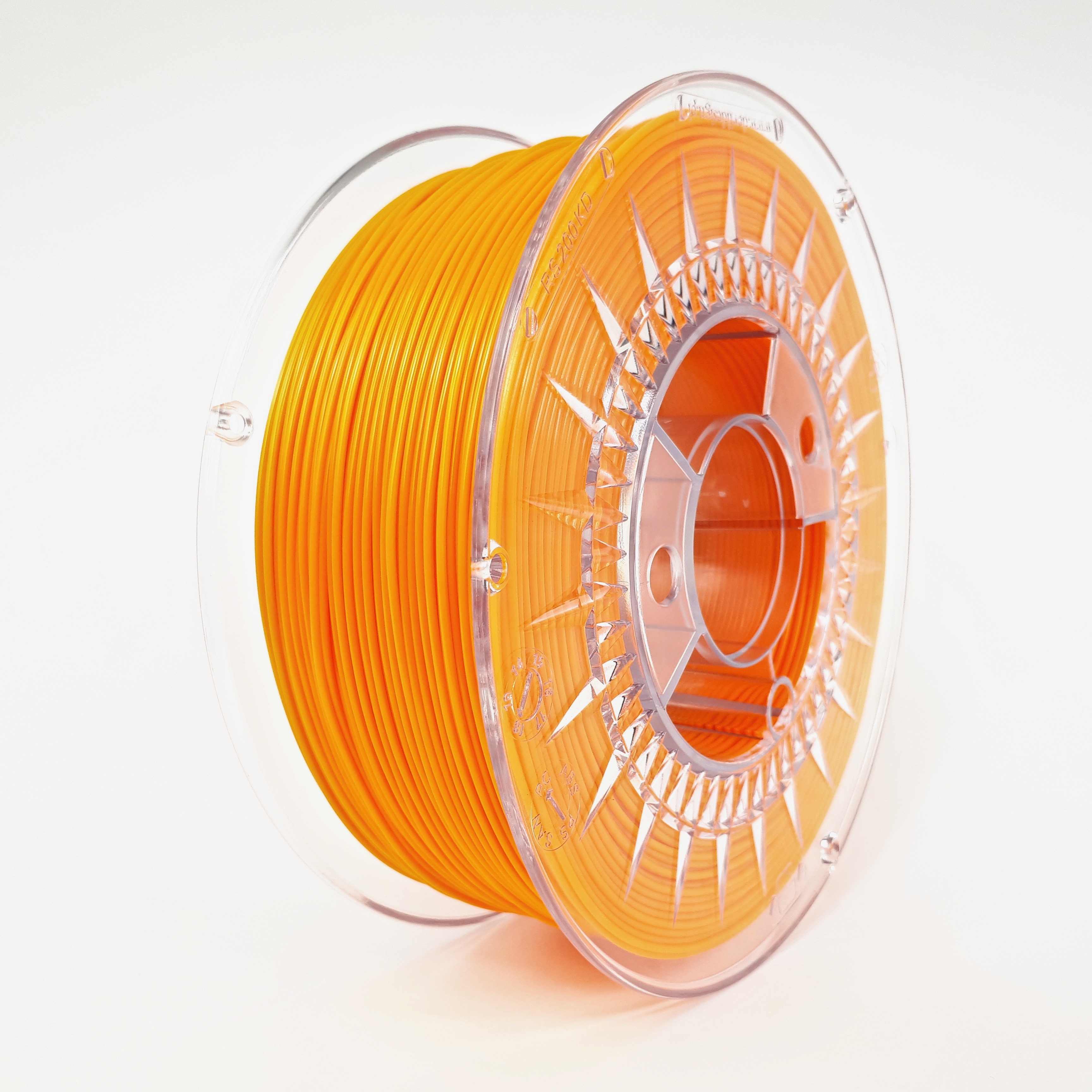 Filamento pet-g 1.75mm carrete 1kilo color naranja brillante transparente (devil) hq