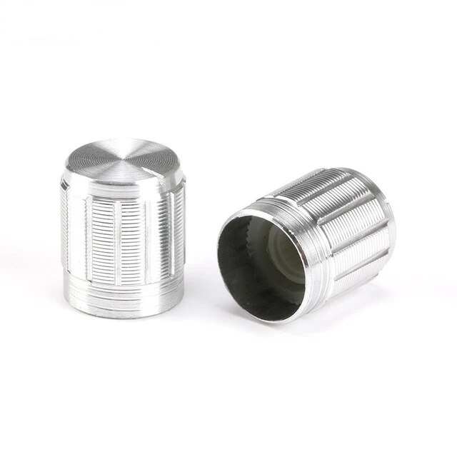 Mando/knob aluminio color plata para eje de 6mm 15x17mm