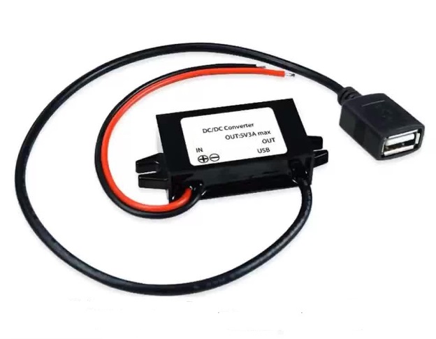 Conversor step-down 12vdc > 5vdc/3amp., ip68 con salida usb hembra 