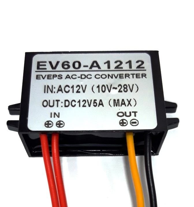 Conversor ac-dc ac10-28v a dc12v 5amp. ip67 ev60-a1212 