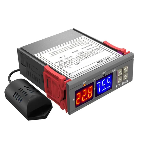 Stc-3028 sensor controlador de temperatura y humedad, 12vdc