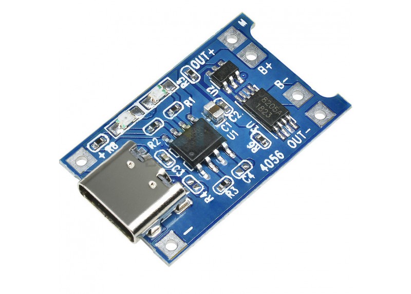 Tp4056 modulo  5v usb-c 1amp. cargador baterias litio 18650 con proteccion 