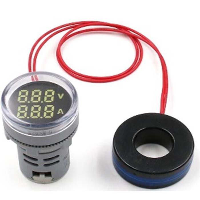 Voltimetro-amperimetro doble funcion color rojo ac24-500v / 5-100amp. 