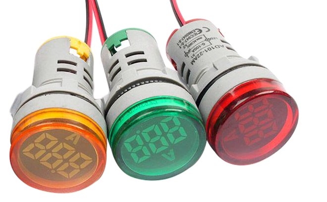 Amperimetro led verde de panel 0-100amp.