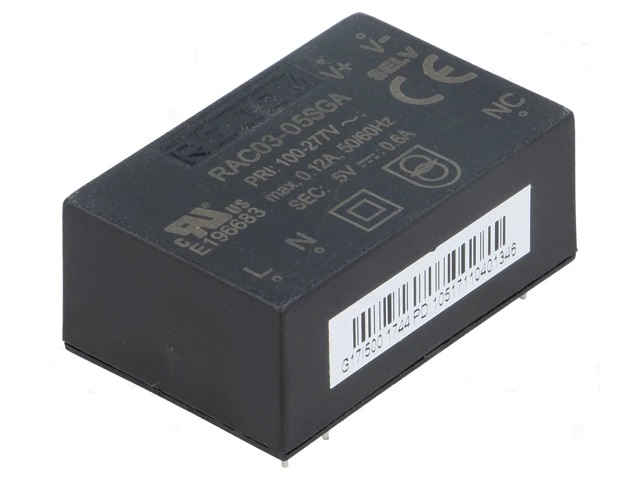 Convertidor ca>cc, 3w, 85~305vac>5vdc