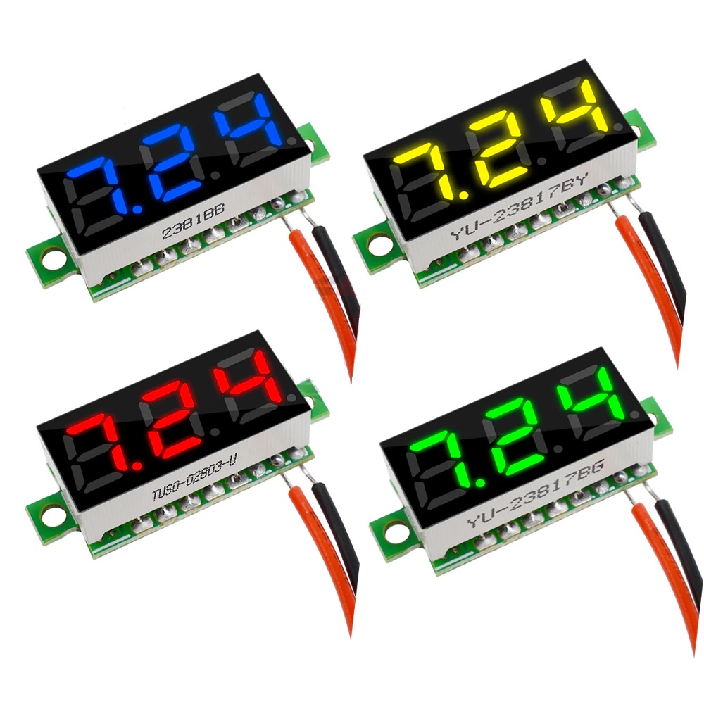 Voltimetro digital color verde 0.28", dc0-100v, 3 hilos 