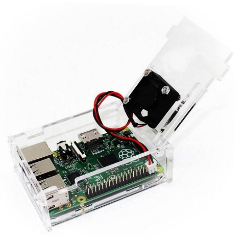 Caja transparente + ventilador para raspberry pi 3/2/b/b+