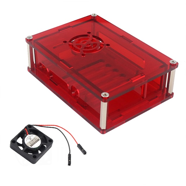 Carcasa acrilica roja para raspberry pi 4 con ventilador 