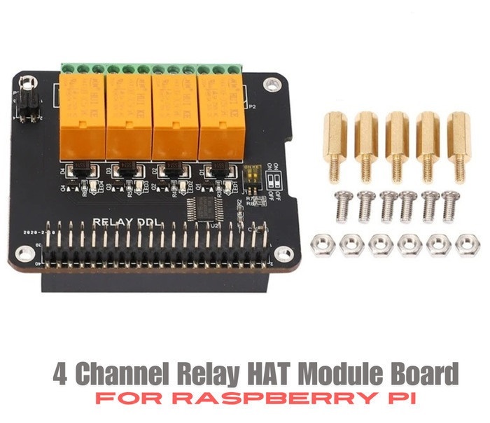 Hat de 4 reles para raspberry pi 3b+/3b/2b 