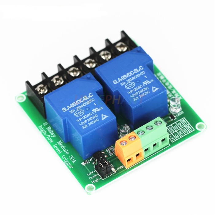 Modulo rele 5vdc/30a 2 canales high/low level trigger