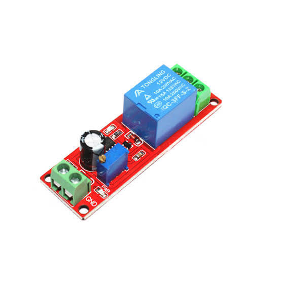 Ne555 modulo rele 12vdc con tiempo de retardo 0~10seg.