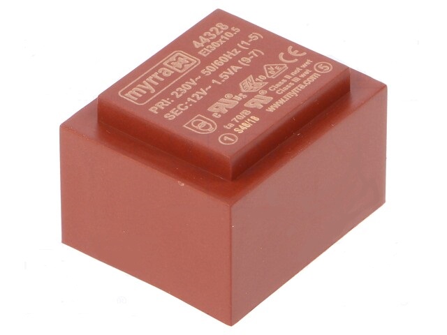 Transformador encapsulado 12v, 1.5va, 230vvca
