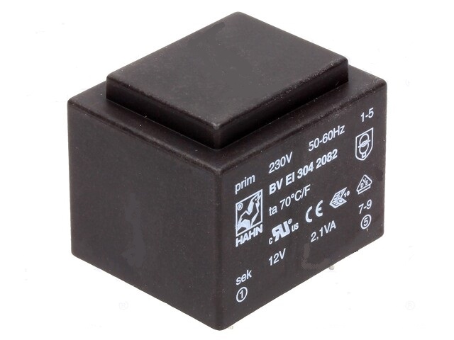 Transformador encapsulado 12v, 2.1va, 230vca