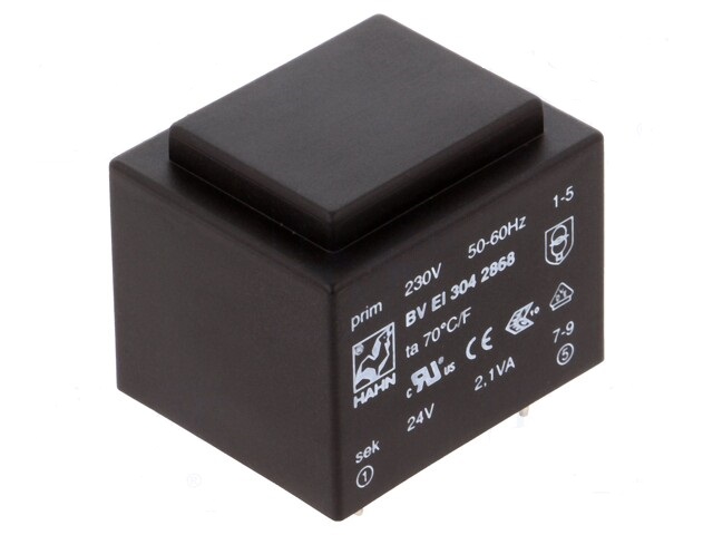 Transformador encapsulado 24v, 2.1va, 230vca