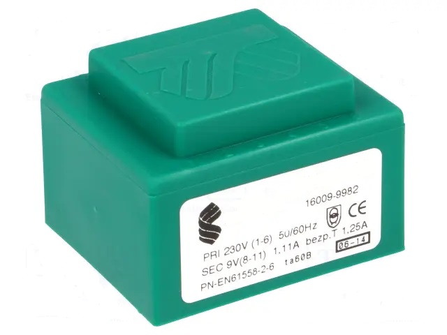 Transformador encapsulado 9v, 10va, 230vac
