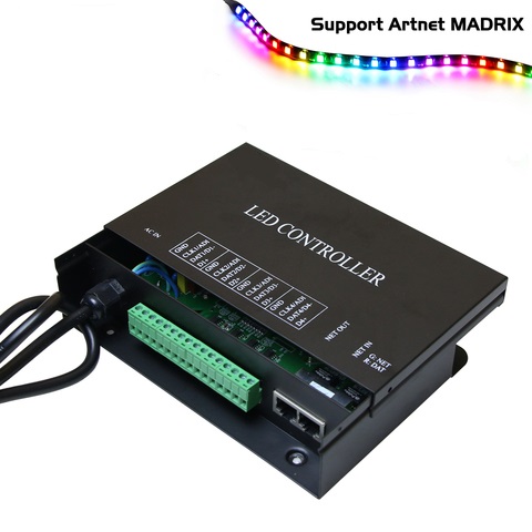 Controlador artnet dmx pixel, artnet, madrix, jinx,lss 4 puertos 4096px 