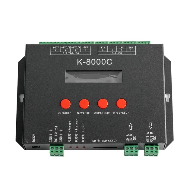 Controlador de píxel led programable, tarjeta sd dmx/spi